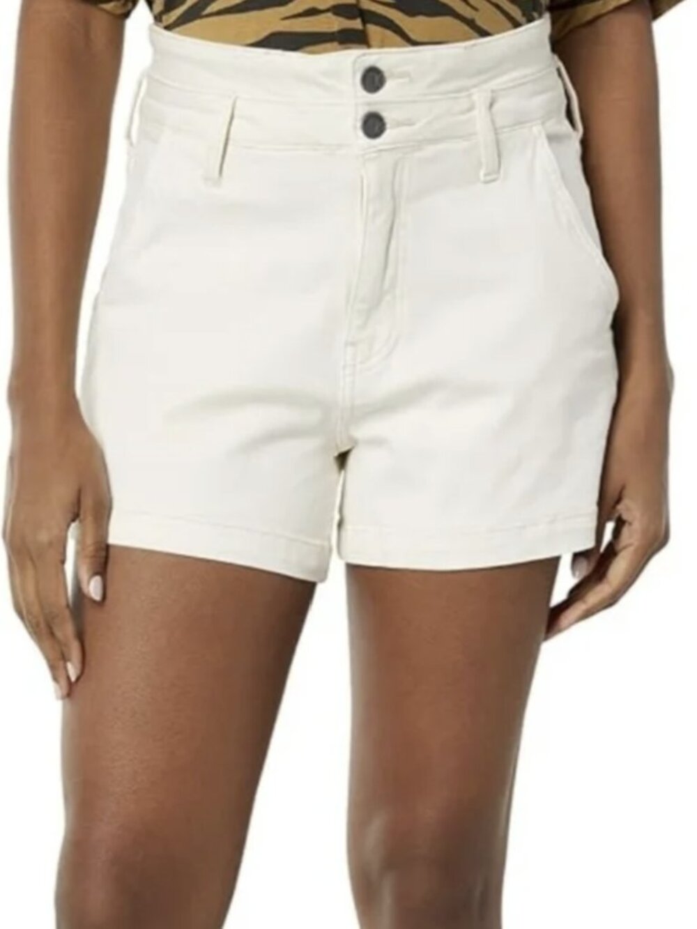 KUT from the Kloth: Jane high-rise short; Stretch Denim, SZ 2, Cream. 4" Inseam